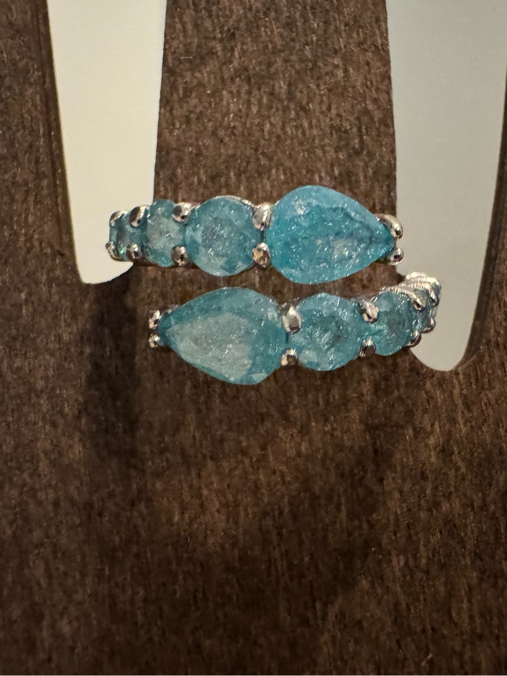 Bomb Party Blue Teardrop Crystal Wrap Ring